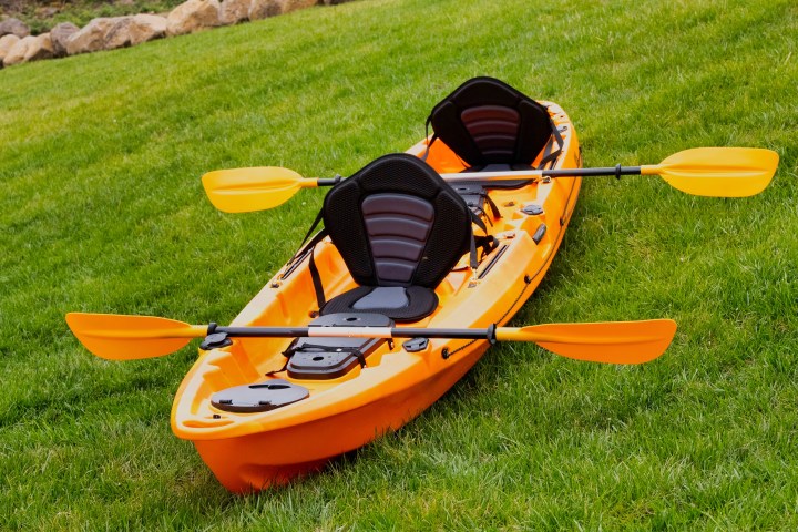 kayak on grass