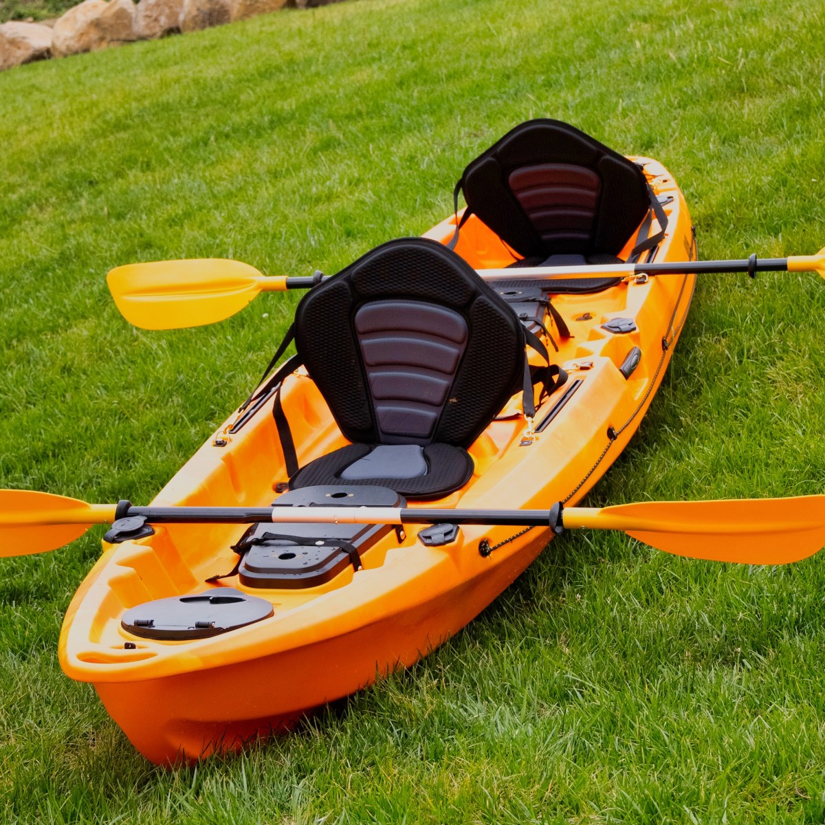 kayak on grass