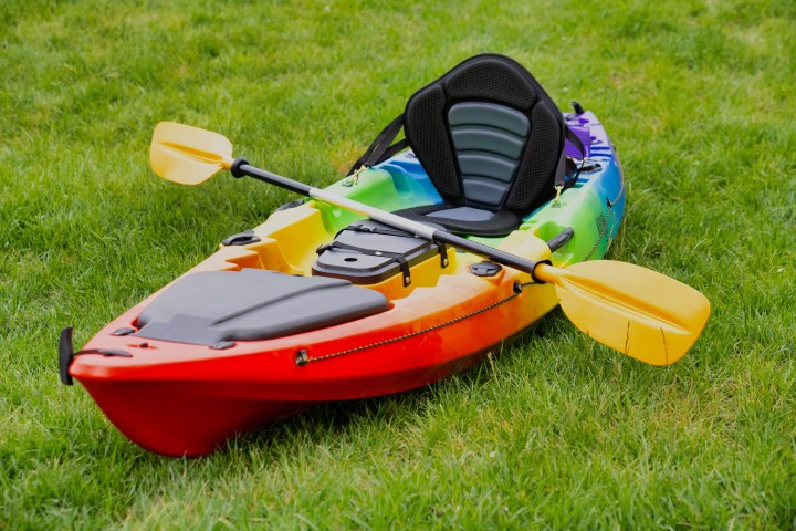 single person kayak on grass