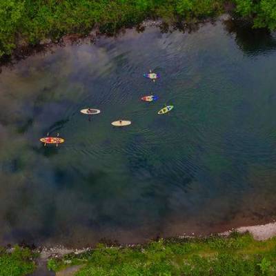 kayaks in water