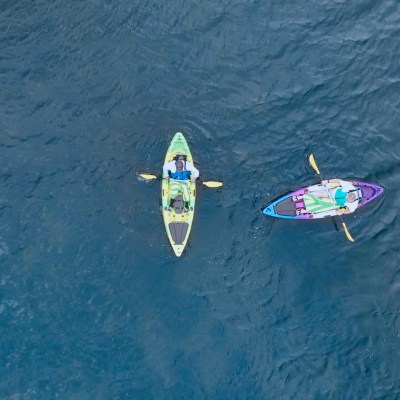 two men on the water on a kayak on the Columbia RIver